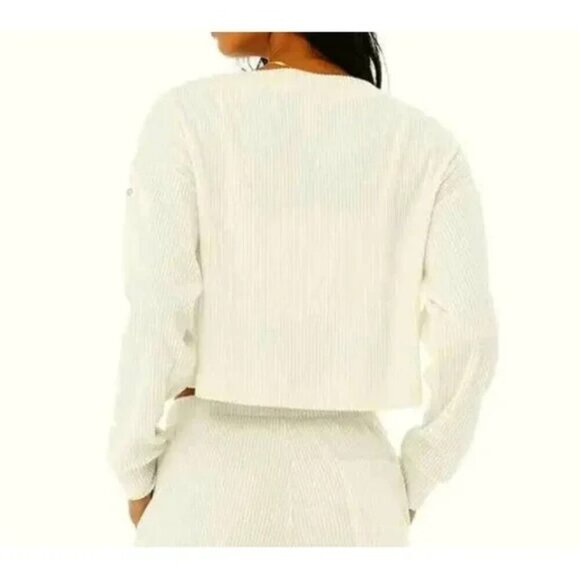 ALO Yoga Muse V Neck Pullover - S Ivory - Picture 2 of 6